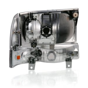 Ford Excursion Headlights - ANZO - Crystal w/ Corner Light Amber - Chrome - `00-`04 Ford Excursion Headlights - ANZO - Crystal w/ Corner Light Amber - Chrome - `00-`04