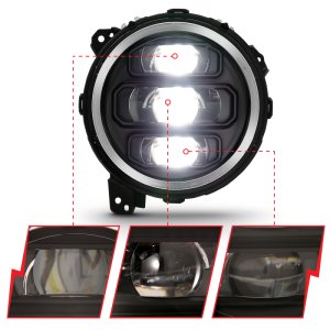 Jeep Wrangler LED/Projector Headlights - ANZO - Plank Style Design - Black - `18-`19