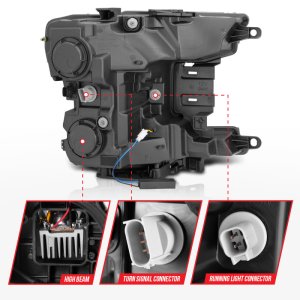 Ford F-150 LED Projector Headlights - ANZO - Light Bar Sequential Signal - Black - `18-`20