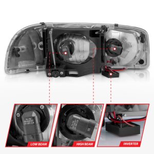 GMC Sierra Crystal Headlights - ANZO - w/ C Light Bars - Chrome Amber - `99-`17 GMC Sierra Crystal Headlights - ANZO - w/ C Light Bars - Chrome Amber - `99-`17