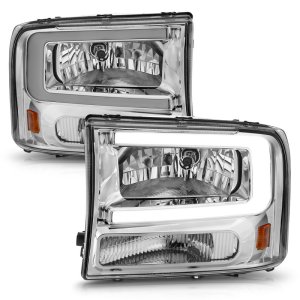Ford Excursion Crystal Headlights - ANZO - Light Bar - Chrome Housing - `00-`04 Ford Excursion Crystal Headlights - ANZO - Light Bar - Chrome Housing - `00-`04