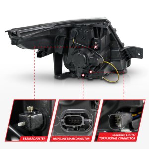 Ford Explorer Headlights - ANZO - Projector Headlights w/ Light Bar - Black Housing - `11-`15 Ford Explorer Headlights - ANZO - Projector Headlights w/ Light Bar - Black Housing - `11-`15