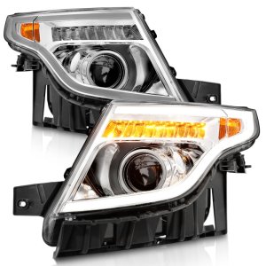 Ford Explorer Headlights - ANZO - Projector w/ Light Bar - Chrome - `11-`15 Ford Explorer Headlights - ANZO - Projector w/ Light Bar - Chrome - `11-`15