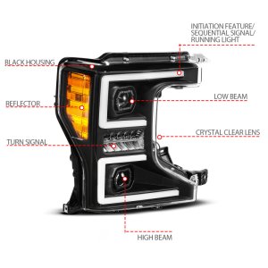 Ford Super Duty LED/Projector Headlights - Passenger Side - ANZO - Z-Series Full LED Projector Headlights SeqSig - `20-`22