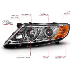 Kia Optima Projector Headlights - ANZO - w/ Halo CCFL - Chrome - `11-`13 Kia Optima Projector Headlights - ANZO - w/ Halo CCFL - Chrome - `11-`13