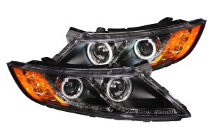 Kia Optima Projector Headlights - ANZO - CCFL w/ Halo, Clear Lens, Black Housing - Black - `11-`13 Kia Optima Projector Headlights - ANZO - CCFL w/ Halo, Clear Lens, Black Housing - Black - `11-`13