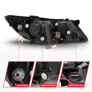 Kia Optima Projector Headlights - ANZO - CCFL w/ Halo, Clear Lens, Black Housing - Black - `11-`13 Kia Optima Projector Headlights - ANZO - CCFL w/ Halo, Clear Lens, Black Housing - Black - `11-`13