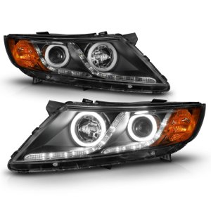 Kia Optima Projector Headlights - ANZO - CCFL w/ Halo, Clear Lens, Black Housing - Black - `11-`13 Kia Optima Projector Headlights - ANZO - CCFL w/ Halo, Clear Lens, Black Housing - Black - `11-`13