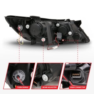 Kia Optima Projector Headlights - ANZO - CCFL w/ Halo, Clear Lens, Black Housing - Black - `11-`13 Kia Optima Projector Headlights - ANZO - CCFL w/ Halo, Clear Lens, Black Housing - Black - `11-`13