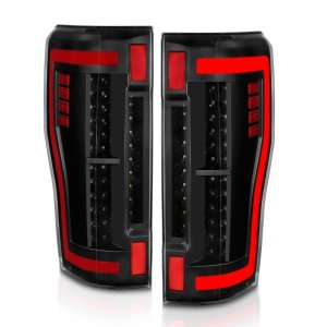 Ford F-450 LED Taillights - Rear - ANZO - Black/Clear - `17-`27