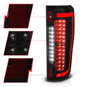 Ford F-450 LED Taillights - ANZO - Black/Smoke - `17-`27