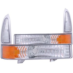 Ford Excursion Parking Light Assembly - ANZO - Euro, Clear Lens, Amber Reflector - Chrome - `00-`04 Ford Excursion Parking Light Assembly - ANZO - Euro, Clear Lens, Amber Reflector - Chrome - `00-`04