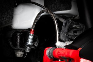 Volkswagen Golf Alltrack Brake Line Kit - Rear - APR - Braided Stainless Steel Direct-Fit - Smoked Clear with Red Inserts - `17-`19