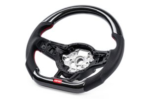 Volkswagen Golf R Steering Wheel - APR - Carbon Fiber & Perforated Leather, Red Stitching - Red - `15-`19 Volkswagen Golf R Steering Wheel - APR - Carbon Fiber & Perforated Leather, Red Stitching - Red - `15-`19