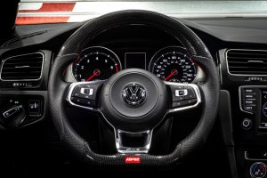 Volkswagen Golf R Steering Wheel - APR - Carbon Fiber & Perforated Leather - Red - `15-`19 Volkswagen Golf R Steering Wheel - APR - Carbon Fiber & Perforated Leather - Red - `15-`19