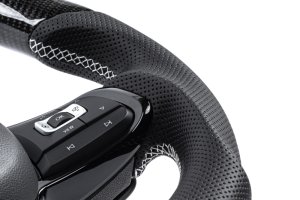 Volkswagen Golf R Steering Wheel - APR - Carbon Fiber & Perforated Leather - Silver - `15-`19 Volkswagen Golf R Steering Wheel - APR - Carbon Fiber & Perforated Leather - Silver - `15-`19