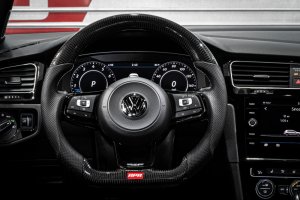 Volkswagen Golf R Steering Wheel - APR - Carbon Fiber & Perforated Leather - Silver - `15-`19 Volkswagen Golf R Steering Wheel - APR - Carbon Fiber & Perforated Leather - Silver - `15-`19