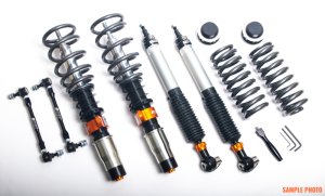 BMW M4 Coilover Suspension Kit - Front + Rear - AST - 5100 Street Series, 1-way rebound and ride height adjustable, monotube, inverted front, rear divorced (non-coilover), RWD - `21-`27