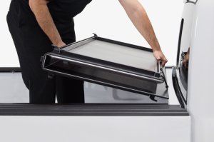 Ford F-350 Tonneau Cover - Access - LOMAX Professional Series Tri-Fold - Black Diamond - `17-`22