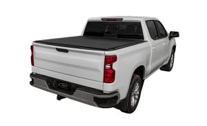 Ford Super Duty F-250 Tonneau Cover - Rear - Access - LOMAX Hard Tri-Fold - Black Urethane - `08-`16