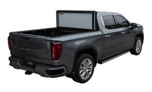 GMC Full Size 1500 Tonneau Cover - Access - LOMAX Stance Hard Tri-Fold - Black Urethane - `07-`13