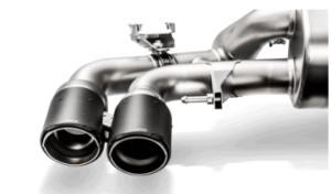 BMW M5 Performance Exhaust - Akrapovic - Evolution Tail Pipe Set w/ Red/White Akrapovic Logo - Carbon - `18-`27