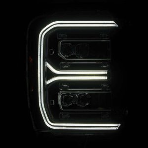 Ford F-250 SD Headlights - AlphaRex - NOVA LED Proj w/Activ Light/Seq Signal/Switchback - Black - `23-`26