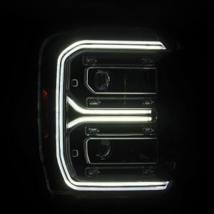 Ford F-250 SD Headlights - AlphaRex - LUXX LED Projector with Active Light/Sequential Signal/Switchback - Alpha Black - `23-`26