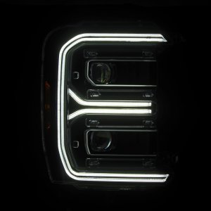 Ford F-250 SD Headlights - AlphaRex - LUXX LED Proj w/ Active Light/Seq Signal/Switchback - Black - `23-`26