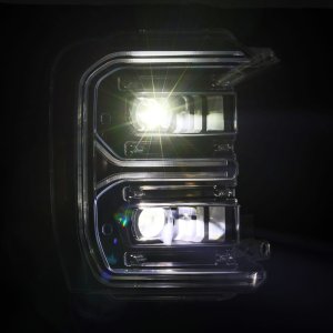 Ford F-250 SD Headlights - AlphaRex - LUXX LED Proj w/ Active Light/Seq Signal/Switchback - Black - `23-`26