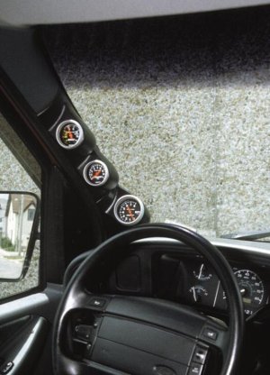Ford E Series Gauge Pod - AutoMeter - Triple Pillar, 52mm - Black - `92-`02