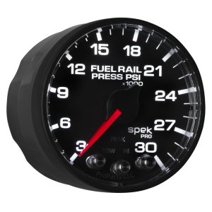 GMC Duramax Fuel Pressure Gauge - AutoMeter - Spek-Pro 2 1/16in 30Kpsi Stepper Motor - Black - `01-`12