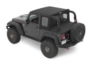 Jeep Wrangler JK Soft Top - Bestop - Halftop Premium Black Twill - Black - `07-`18 Jeep Wrangler JK Soft Top - Bestop - Halftop Premium Black Twill - Black - `07-`18