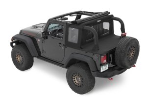 Jeep Wrangler JK Soft Top - Bestop - Halftop Premium Black Twill - Black - `07-`18 Jeep Wrangler JK Soft Top - Bestop - Halftop Premium Black Twill - Black - `07-`18