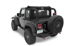 Jeep Wrangler JK Soft Top - Bestop - Halftop Premium Black Twill - Black - `07-`18 Jeep Wrangler JK Soft Top - Bestop - Halftop Premium Black Twill - Black - `07-`18