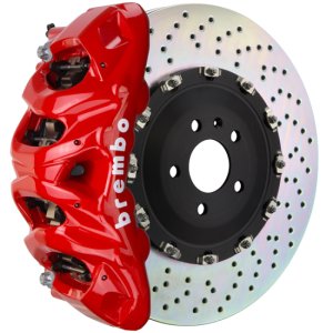 Cadillac Escalade Brake Kit - Front - Brembo - GT BBK 8 Piston Cast 412x38 2pc Rotor Drilled - Red - `07-`14