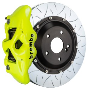 Audi S3 Brake Kit - Front - Brembo - GT BBK 6 Piston Cast 380x34 2pc Rotor Slotted Type3 - Fluo Yellow - `22-`27
