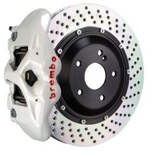 BMW M3 Brake Kit - Rear - Brembo - GT BBK 4 Piston Cast 380x28 2pc Rotor Drilled - White - `08-`13