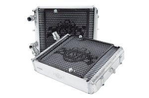 Mercedes-Benz AMG GT C Auxiliary Radiator - Left and Right - CSF - High-Performance All-Aluminum with Detachable Rock Guard and B-Tube Technology - Black - `18-`27 Mercedes-Benz AMG GT C Auxiliary Radiator - Left and Right - CSF - High-Performance All-Aluminum with Detachable Rock Guard and B-Tube Technology - Black - `18-`27