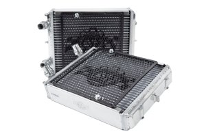 Mercedes-Benz AMG GT C Auxiliary Radiator - Left and Right - CSF - High-Performance All-Aluminum with Detachable Rock Guard and B-Tube Technology - Black - `18-`27 Mercedes-Benz AMG GT C Auxiliary Radiator - Left and Right - CSF - High-Performance All-Aluminum with Detachable Rock Guard and B-Tube Technology - Black - `18-`27