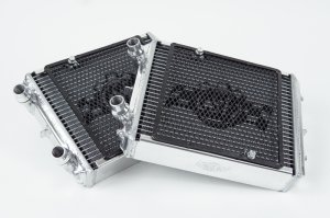 Mercedes-Benz AMG GT C Auxiliary Radiator - Left and Right - CSF - High-Performance All-Aluminum with Detachable Rock Guard and B-Tube Technology - Black - `18-`27 Mercedes-Benz AMG GT C Auxiliary Radiator - Left and Right - CSF - High-Performance All-Aluminum with Detachable Rock Guard and B-Tube Technology - Black - `18-`27