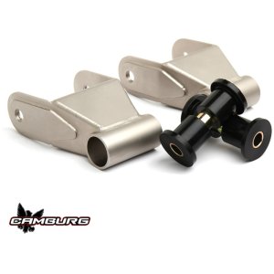 Ford F-150 Leaf Spring Shackle Kit - Camburg - TIG 4130, 1.5in. extended - Textured Gray - `82-`03