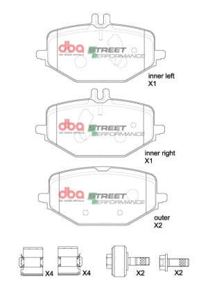 Mercedes-Benz GLE53 AMG Brake Pads - Rear - DBA - Street Performance - `21-`27 Mercedes-Benz GLE53 AMG Brake Pads - Rear - DBA - Street Performance - `21-`27