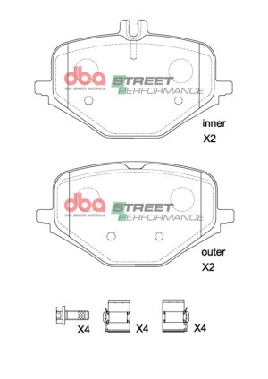 Mercedes-Benz G63 AMG Brake Pads - Rear - DBA - Street Performance - `19-`27 Mercedes-Benz G63 AMG Brake Pads - Rear - DBA - Street Performance - `19-`27