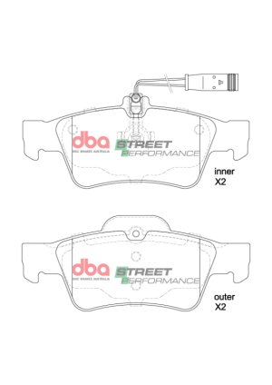 Mercedes-Benz CL500 Performance Brake Pads - Rear - DBA - Street Performance - `03-`14 Mercedes-Benz CL500 Performance Brake Pads - Rear - DBA - Street Performance - `03-`14