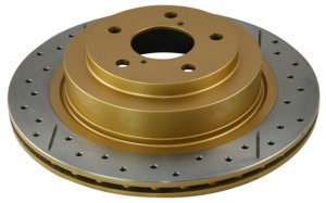 GMC Sierra Brake Rotor (1) - Front - DBA - Street Series XGold, Cross-Drilled/Slotted, Uni-Directional - Gold - `02-`05