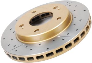 Subaru STi Brake Rotor (1) - Rear - DBA - Street Series XGold Slotted/Drilled - Gold - `08-`10