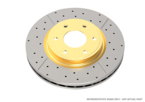 Volkswagen GTI Brake Rotor (1) - Rear - DBA - X Gold Street Series Drilled/Slotted - Gold - `14-`18 Volkswagen GTI Brake Rotor (1) - Rear - DBA - X Gold Street Series Drilled/Slotted - Gold - `14-`18