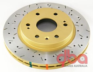 Chevrolet Silverado Brake Rotor (1) - Front - DBA - 4000 Series XS Gold, Cross-Drilled/Slotted - Gold - `06-`08