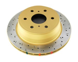 GMC Sierra Brake Rotor (1) - Rear - DBA - 4000 Series XS Gold, Drilled & Slotted - Gold - `06-`08